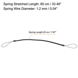 [PATIKIL] Lanyard Curl Cord Keychain Thin Plastic Spiral Elastic Keychain Lanyard Cord for Key ID Pastag 1, Black