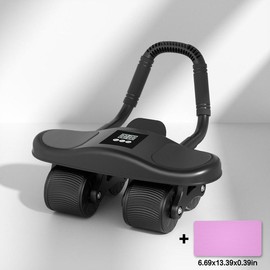 HXD-ERGO  Ab Wheel Flat Supportbelly RollTwo in One Ab Wheel Roller for Core Training, with Timer/Phone Holder, Suitable for Abdominal Workouts in Office, Home, and Outdoor Settings - Color: Black