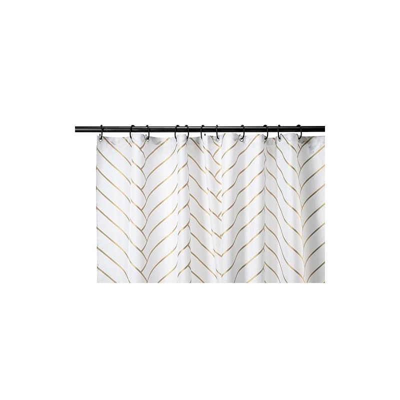 Croydex Waterproof Shower Curtain, Gold Chevron Pattern, 180 x 180cm,
