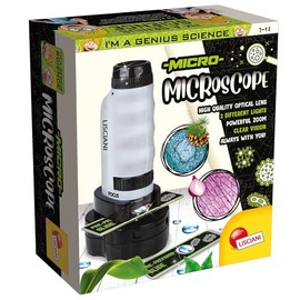 Liscianigiochi 105557 Lisciani-I'm A Genius Discovery of the Microworld for Children from 7 Years Portable High Quality Microscope Scientific Children's Experiment Education Kit, Multi