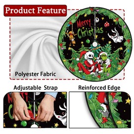 Christmas Tree Skirt 48 Inch Chistmas Nightmare Before Tree Collar Jack and Sally New Year Winter Xmas Tree Decor Christmas Decorations for Home Party