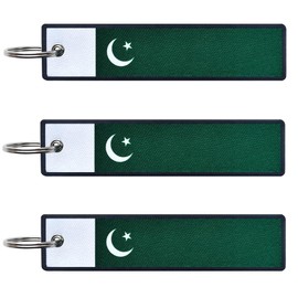 JAVD Pakistan Flag Keychain Tag with Key Ring - Keys, Cars, Motorcycles, Backpacks, Luggage and Gifts - EDC (3 Pack), Green, Medium