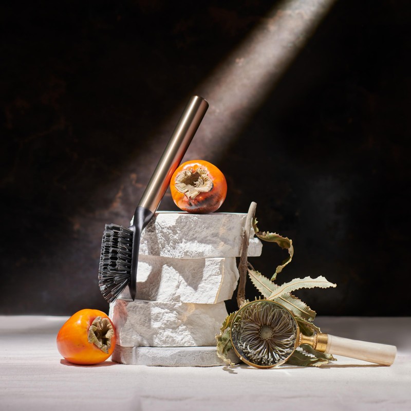 Curio Home Goods Ionic Dish Brush, Magnetized to Stand Upright,