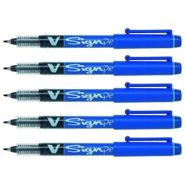 PILOT V Sign Pen Set of 5 Felt Pens Medium Nib 0.6 mm Blueaa