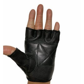 Fingerless Black men Leather Gloves Men's Motorcycle Premium Driving Gloves Cycling Gloves (black, Small)