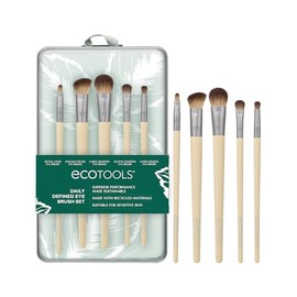 EcoTools Daily Defined Kit de Brochas para Ojos, Brochas de Maquillaje Para Aplicación de Sombra de Ojos y Delineador de Ojos Líquido, en Polvo y en C