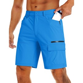 MAGCOMSEN Pantalones cortos tácticos para hombre con 5 bolsillos de secado rápido, protección solar, resistentes a desgarros, Celeste, 34