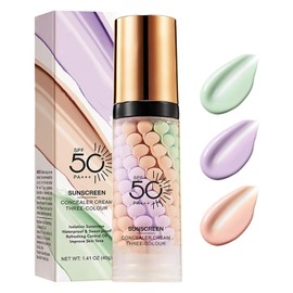 One Step Color Corrector Primer, 3 In 1 Primer for Face Before Makeup, Face Tinted Moisturizer Sunscreen Isolation Cream,SPF 50,Makeup Primer Oil Control & Concealer Skin Tone Correcting,Radiance Skin