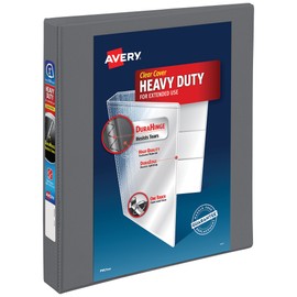 Heavy-Duty View Binders, 1" (250 Sheet Capacity), Gray, 1/EA
