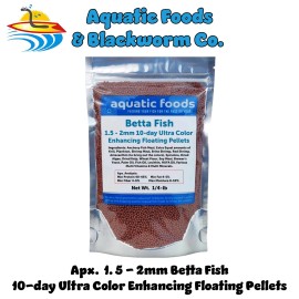 Aquatic Foods Inc. Betta Fish, Ultra Color Enhancing Floating Pellets for a 10-Day Color Change - 1/4-lb Foil Pouch Bag