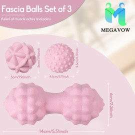 MEGAVOW Massage Balls, Fascia Ball Set, Fascia Ball, Massage Ball, Hedgehog Ball, Spiked Roll Ball, Small Duoball, Trigger Point Massage Ball with Nubs, for Back, Feet, Hands, Neck, Pink