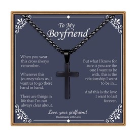 IEFLIFE Boyfriend Gifts Boyfriend Necklaces, Black Cross Necklace Boyfriend Jewelry Anniversary Valentines Day Gifts for Him Christmas Gifts for Boyfriend Religious Christian Gifts for Men