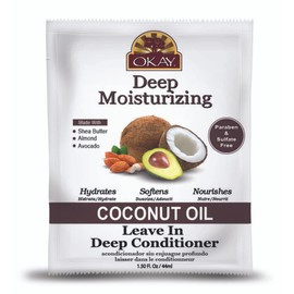 OKAY | Coconut Oil Deep Moisturizing Leave-In Conditioner | For All Hair Types & Textures | Replenish Moisture | With Shea Butter, Almond & Avocado | Free of Sulfate, Silicone & Paraben | 1.5 oz