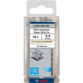 Bosch 2608588094 Hss-Co Metal Drill Bit, Bronze, 4.4 x 43 x 75 mm, 10-Piece