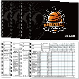 Qilery 4 Pcs Basketball Scorebook 35 Games Score Keeping Book Side by Side Score Book League High School or Middle School Basketball Book for Stats Coaches Scorekeepers Adult Youth (Classic)