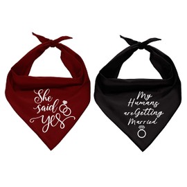 Family Kitchen My Humans are Getting Wedding Married and She Said Yes Dog Bandana, Pet Scarf Accessories for Dog Lovers Owners, Pack of 2
