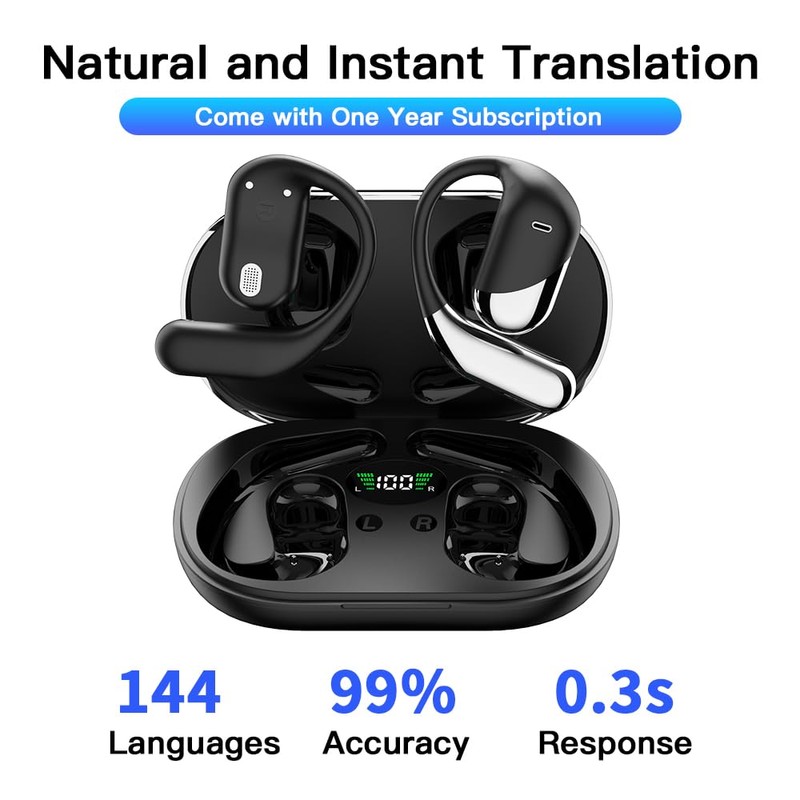 AI Translation Earbuds Real Time, 3-in-1 Translator Earbuds 144 Languages,