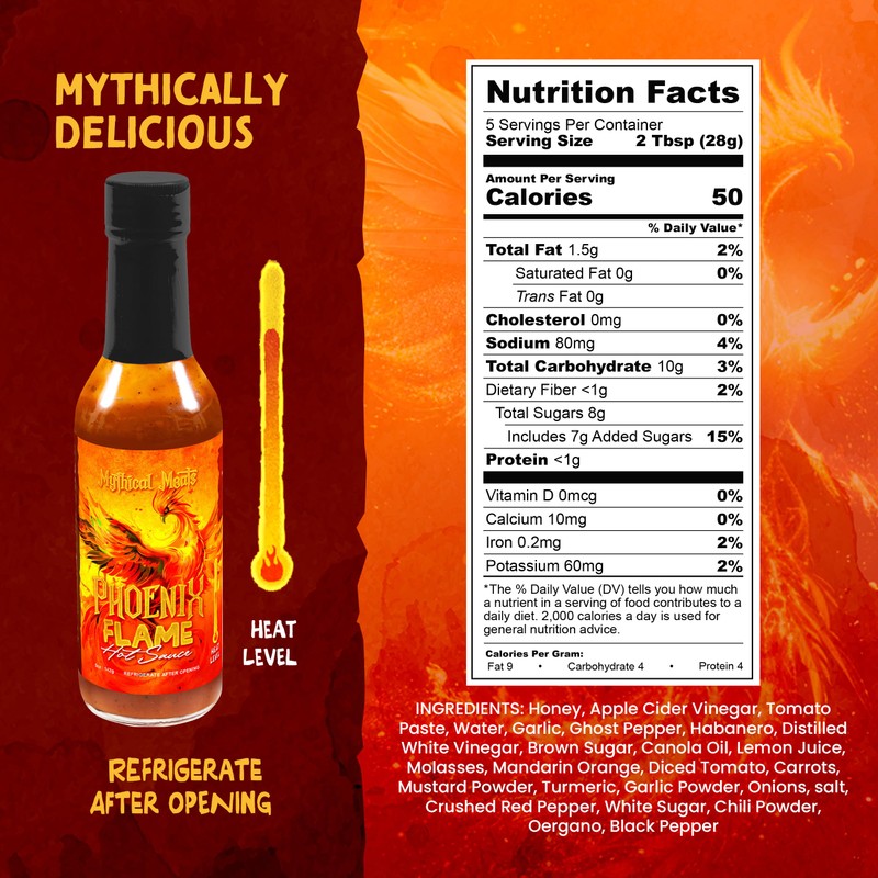 Mythical Meats Phoenix Flame Hot Sauce - Ghost Pepper &