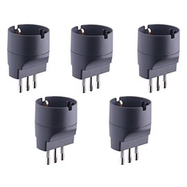 Electraline 92292 Set 5 adapters for Small 10 A Schuko Plugs, black, 92294
