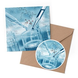 1 x Greeting Card & 10 cm Round Sticker Set - Chemical Lab Experiment Science - Birthday Thank You Friend Lover Fan Mum Dad Kids #21330