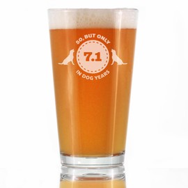 50th Birthday Dog Years - Pint Glass for Beer - Unique Funny Bday Gifts for Women and Men Turning 50-16 oz Glasses