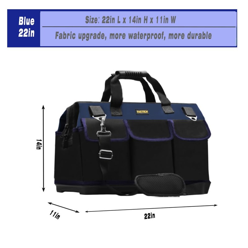 FASTECH 22in Heavy Duty Bottom Tools Bag With Wide Mouth