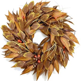 24 Inch Fall Wreath for Front Door, Rustic Farmhouse Thanksgiving Harvest Decor for Indoor Outdoor Wall Door Decoration