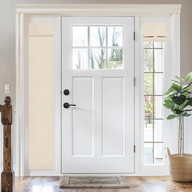 Vatge Sidelight Door Curtains for Front Door - Privacy Thermal Insulated Tie Up Shades, French Window Covering for Glass/Patio, 1 Panel, W12 x L70, Light Beige
