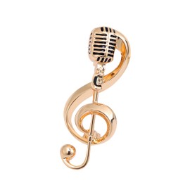 Unimooie Vintage Style 18k Gold Plated Mike G Clef Brooch Pin for Women Music Lover Corsage Party Birthday Gift with Box
