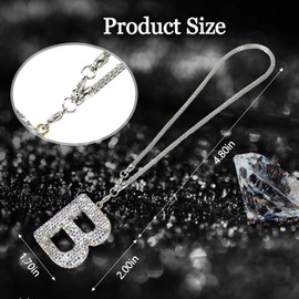 Wogomz Bling Letter Hanging Ornament for Car Rear View Mirror, Crystal Rhinestone Initial Letter Car Hanging Charm, Cute Lucky Diamond Auto Mirror Pendant Decoration for Women Girls (Letter B)