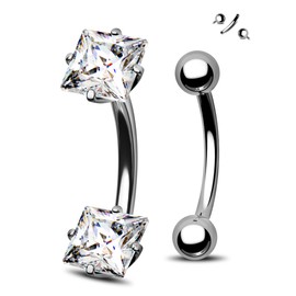 Jewseen Titanium Belly Button Rings Internally Threaded Belly Rings 14G CZ Navel Rings for Women Men