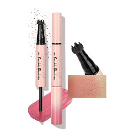 Anglicolor 2 En 1 Pecas De Pecas Y Rubor LíQuido Maquillaje,Freckle Pen Realista Natural,Impermeable,Quick-Dry Duradero,Regalos Para Mujeres,Para Festivales Y Carnavales (03Dark Brown+Plum Rose)