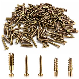 Moxweyeni 100 Pack 6 x 32 mm Hollow Wall Anchors with Screws, Gold