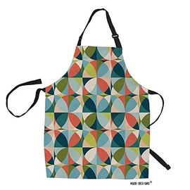 HGOD DESIGNS Geometric Kitchen Apron,Fashion Geometric Pattern In Mid-Century Modern Colors Kitchen Aprons For Women Men For Cooking Gardening Adjustable Home Bibs,Adult Size