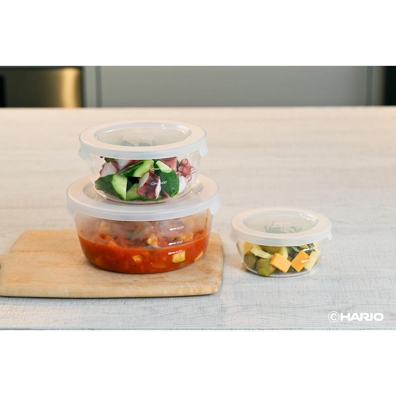 Hario MST-60-TW Heat-resistant Glass Storage Container, Round, 20.3 fl oz