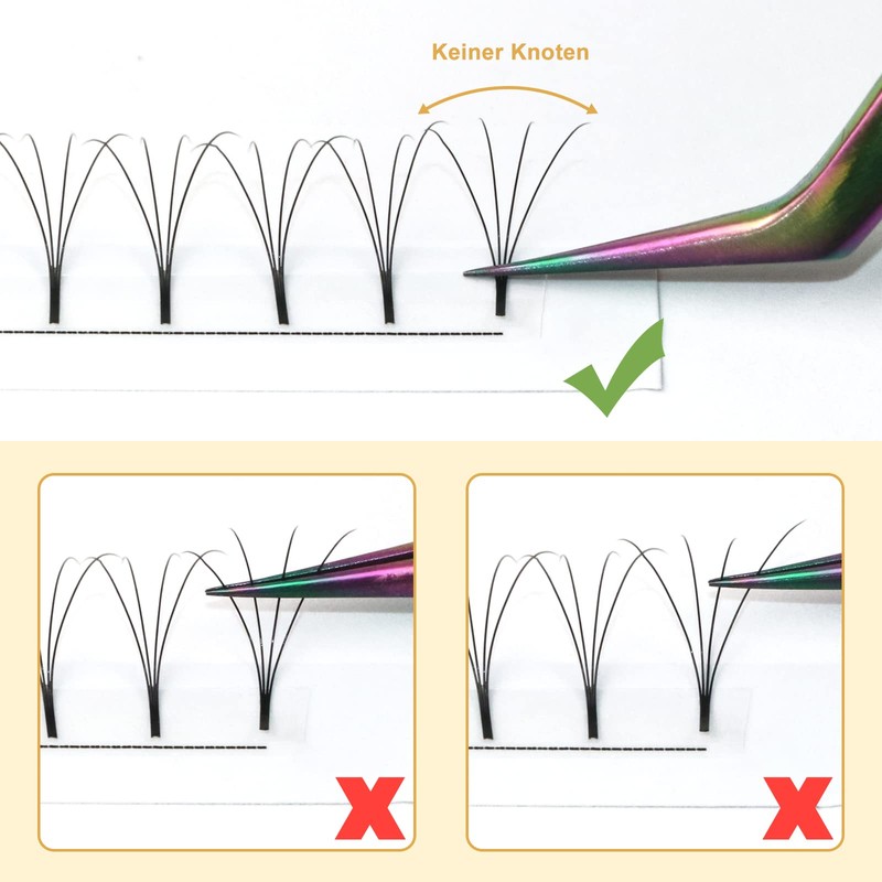 B&Qaugen Pre-made Eyelash Fans, 4D-D-0.07-15 Long Foot, Pre-made Fans, Eyelash