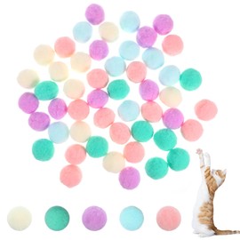 Xthrotsenk 50 Pcs Cat Toy Balls Colorful Cat Pom Pom Balls 1.2-inch Cats Exercise Toys Soft Interactive Kitten Ball Fuzzy Kitten Interactive Playing Quiet Toy for Cats Pet