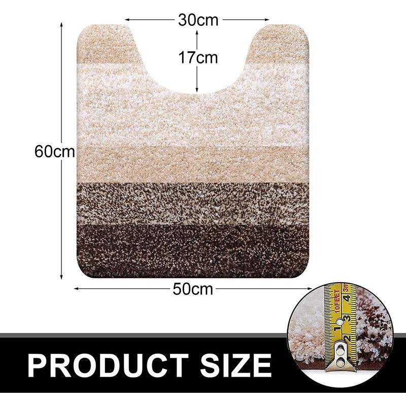 smiry Microfiber U-Shape Toilet Mat, Non-Slip Shaggy Soft Pedestal Mat