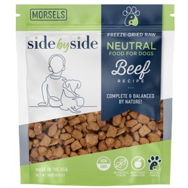 Side by Side Beef Morsels, Neutral Dog Food for All Breeds, Freeze-Dried Raw Superfood, Made of Whole Foods, Complete & Balanced Meal or Topper for Dogs, Non-GMO, No Artificial Additives, 18 oz
