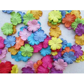 RATREE 888 Handmade100 pcs Patch Starburst Flowers 29x29mm Mulberry Paper Flowers Scrapbooking Wedding DIY Craft Supplies Card Artificial Flowers 10 Colors