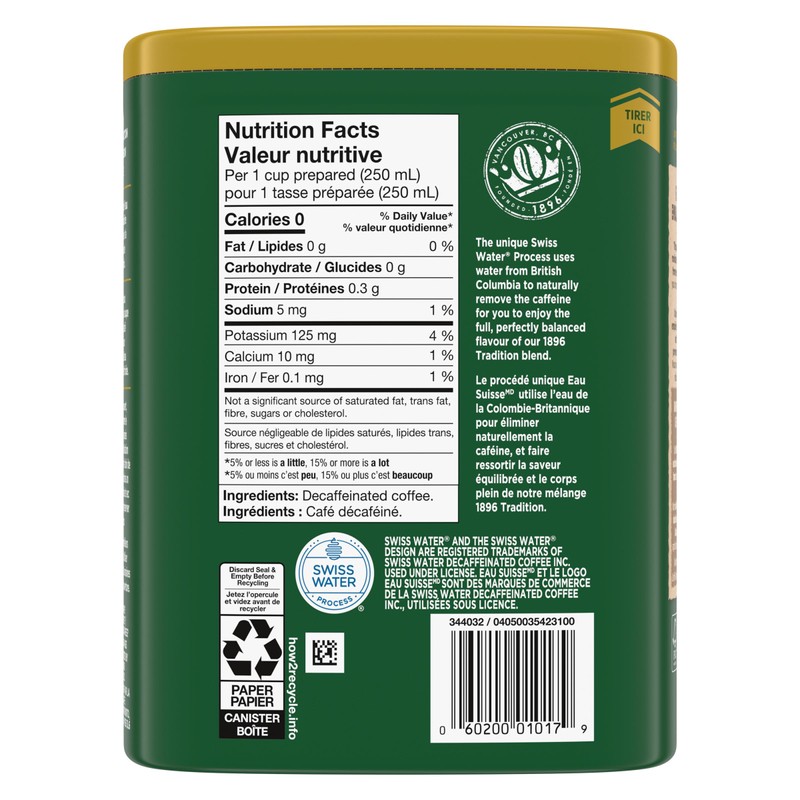 Nabob Medium Roast Swiss Water Decaf 1896 Tradition Ground Coffee,