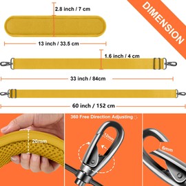 ZINZ 60 Inch Shoulder Strap with Removable Ultra-Thick Pad, Adjustable Buckles Shoulder Crossbody Strap for Briefcase Messenger Bag Laptop Bag Luggage，Yellow