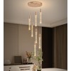 Phoonyii 7-Lights High Ceiling Crystal Chandelier, Modern LED Raindrop Pendant