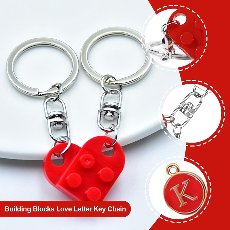 SGERUFZ Herz Schlüsselanhänger Partner Weihnachten Geschenk Jahrestag Paar Geschenke (Rot)