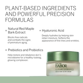 BABOR CLEANFORMANCE Moisture Glow Cream, Travel Daily Moisturizer with Light-Reflecting Pigments, Instant Glow and Hydration, Prebiotics & Probiotics Facial Cream, Radiant Even Complexion, 0.5 oz