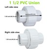 1 1/2"PVC Union Coupling Pipe Fitting (Socket x Socket)，2Pcs， PVC