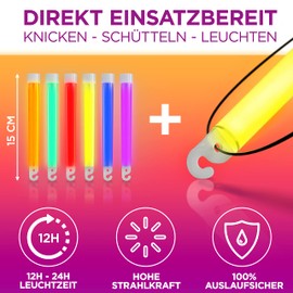 molinoRC Glow Sticks - 25 x Super Bright Glow Sticks - Power Glow Stick in 6 Colours for Party, Festival, Camping or Birthday - Glow Sticks Military - Glow Sticks - Glow Sticks Large XXL