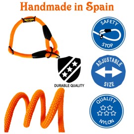 Martingale Dog Collars, Choke Collar for Small Medium Large Dogs. Half Choke Dog Collar. Effective No Pull. Adjustable Nylon Round. Made in Spain. Orange