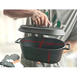 4.5QT Cast Iron Loaf Oven Pan - 11.3"x6.5"x4.3" Heavy Duty Sourdough Bread Pan kit - 5QT with Lid Handles Lame, for home baking