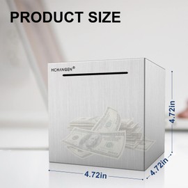 Stainless Steel Piggy Bank for Adults and Kids, Must Break to Open Metal Money Bank, Unopenable Saving Box for Cash (Silver, 4.72inches)